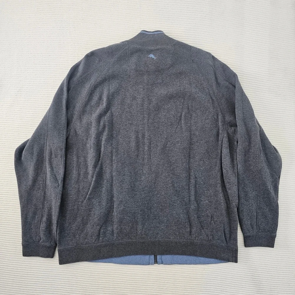 Tommy Bahama Mens XXL Full Zip Sweatshirt Dark Gray Heather Mock‎ Neck Jacket